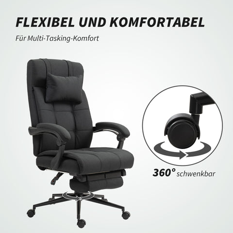 Rootz Office Chair with Footrest - Desk Chair - Swivel Chair - Ergonomic Support - 112-120h cm, Black