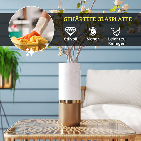 Rootz Poly Rattan Garden Table - Weatherproof Side Table - Quadratic Table - Durable Design - 65cm x 65cm x 43cm