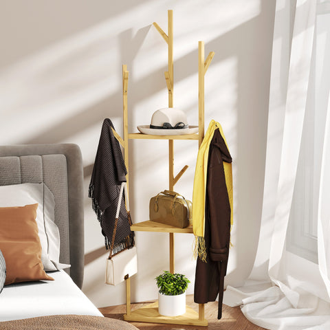 Rootz Bamboo Clothes Rack - Wardrobe Stand - Coat Hanger - Space-Saving Design - 45cm x 45cm x 170cm