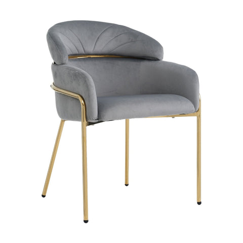 Rootz Velvet Dining Chair - Lounge Chair - Ergonomic Seating - Luxurious Comfort - 53L x 46W x 80H cm