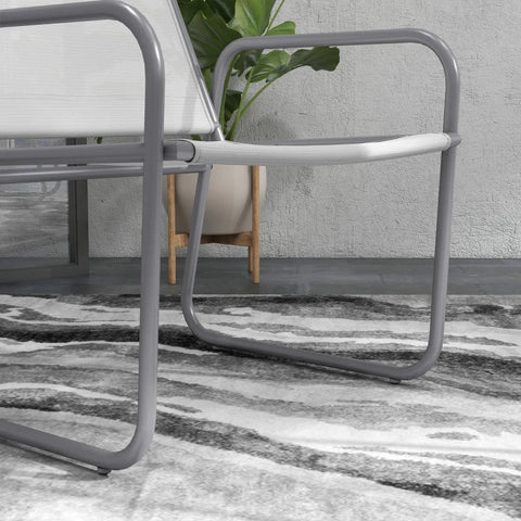 Rootz Garden Furniture Set - 3-piece - 2 Chairs - Breathable Fabric Cover - 1 Round Table Ø60 Cm - Steel - Plastic - Light Gray - 52w X 47.5d Cm