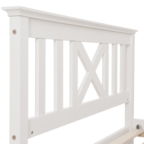 Rootz White Pine Wood Single Bed - Minimalist Design - Elegant Bed Frame - Robust & Practical - 208L x 96W x 82H cm