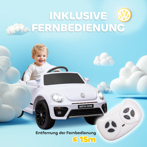Rootz Children's Electric Car - Kids Ride-On VW Beetle - Electric Vehicle with Remote Control & Music - 97cm x 56.5cm x 46cm