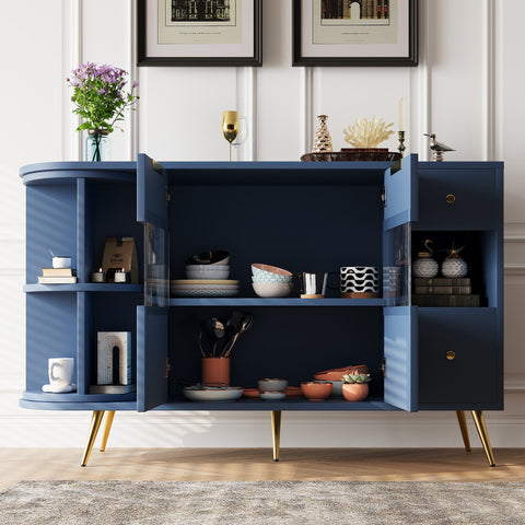 Rootz Sideboard Storage Cabinet - Freestanding Cabinet - Storage Furniture - LED Lights - 130cm x 40cm x 80cm