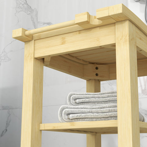 Rootz Bamboo Shower Stool - Bath Bench - Wooden Seat - Durable Bamboo - 42L x 29W x 43H cm