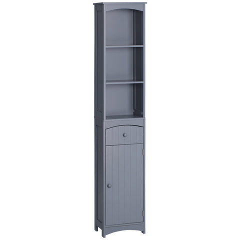 Rootz Tall Bathroom Cabinet - Bathroom Shelf - Toilet Shelf - Space-saving Design - 34L x 24B x 170H cm - Grey