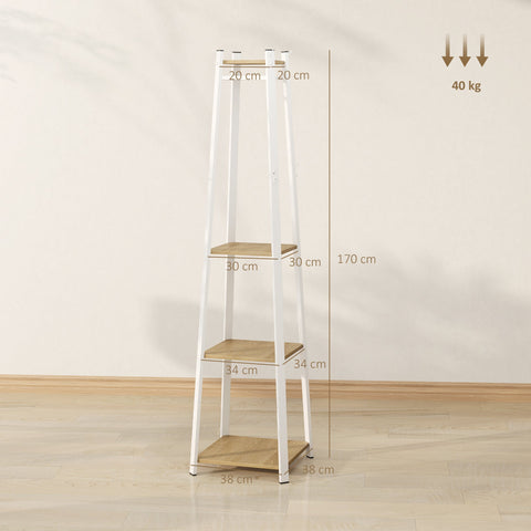 Rootz Clothes Rack - Coat Stand - Wardrobe Organizer - Space Saving - White and Brown- 42cm x 42cm x 170cm