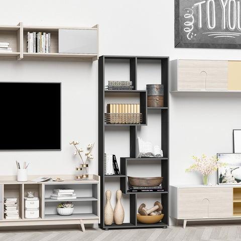 Rootz Bookcase Zig-Zag Design - Shelving Unit - Room Divider - Ample Storage - 70L x 24W x 178H cm