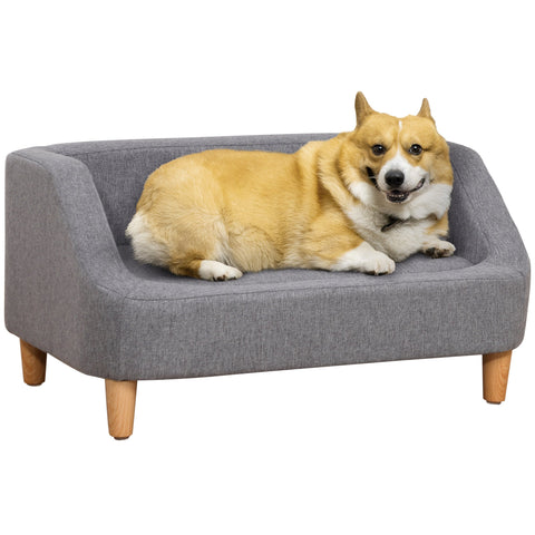 Rootz Pet Sofa - Scandinavian Bed - Dog Couch - Soft Upholstery - Eucalyptus Wood - 75cm x 55cm x 39cm