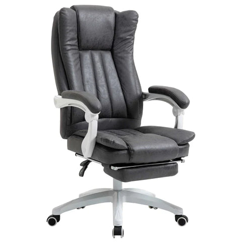 Rootz Office Chair - Swivel Chair With Reclining Function - Footrest - Height Adjustment - Desk Chair - Microfiber - Plastic - Metal - Nylon - Black + Dark Gray - 63 x 71 x 110-118 cm