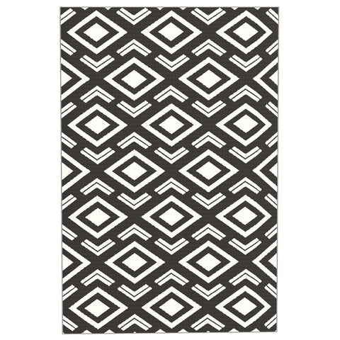 Rootz Outdoor Carpet - Weatherproof Boho-Style Rug - Foldable Balcony Mat - Easy to Clean - 182 x 274 cm - Black & White