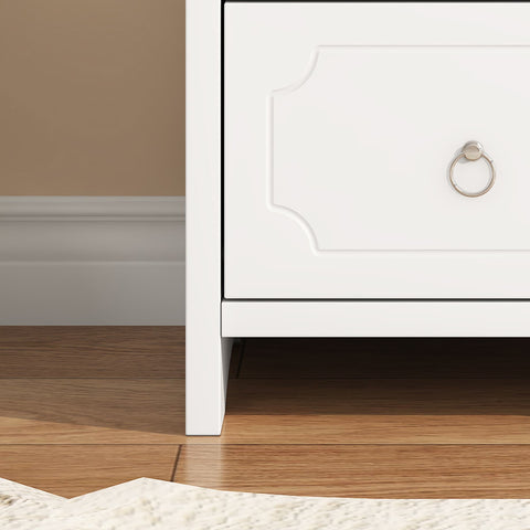 Rootz Bedside Table with 2 Drawers - Nightstand - Side Table - Silent Glides - 40×40×51.5 cm, White