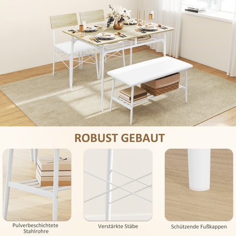 Rootz 4 Piece Dining Table Set - Kitchen Table - Dining Room Set - Padded Comfort - 110W x 70D x 75H cm Table, 40W x 50D x 80H cm Chairs