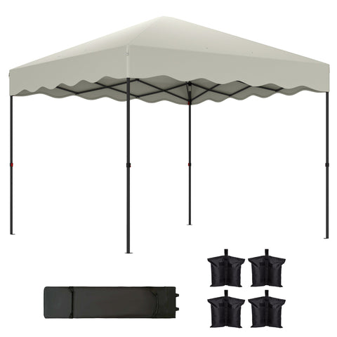 Rootz Pop-Up Pavilion - Garden Tent - Height-Adjustable Canopy - UPF50+ Oxford Fabric - 297x297x287cm,Grey