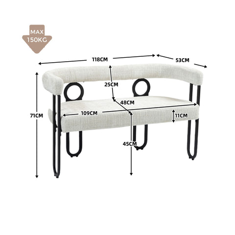 Rootz Double Sofa - Love Seat - Modern Couch - Chenille Fabric - 118cm x 53cm x 71cm - Ergonomic Comfort