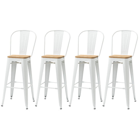 Rootz 4 Set Industrial Bar Stools - Kitchen Chairs - High Chair - Ergonomic Design - 44W x 48D x 117H cm