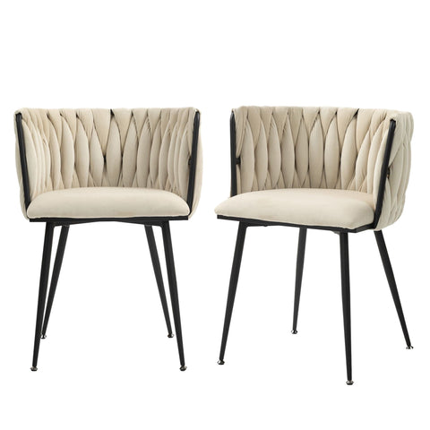 Rootz 2 Piece Set Luxury Velvet Dining Chairs - Upholstered Chairs - Handwoven Chairs - Exceptional Comfort - 57cm x 50cm x 72cm