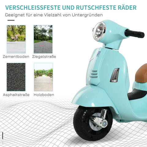 Rootz VESPA Electric Motorcycle for Kids - Children's Ride-On Bike - Toddler Electric Scooter - Realistic Driving Experience - Enhanced Safety - Comfortable Ride - 66.5cm x 38cm x 52cm - PP Plastic & Metal