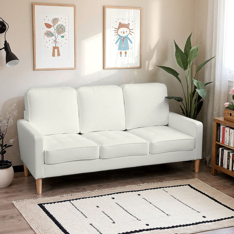 Rootz 3-Seater Sofa - Couch - Upholstered Seating - Maximum Comfort - 185cm x 79cm x 82cm -White