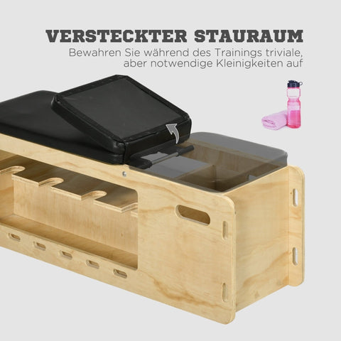 Rootz Weight Bench with Dumbbell Rack - Home Workout Bench - Adjustable Fitness Bench - Solid Wood - Padded Seat - 110cm x 35cm x 43-107cm