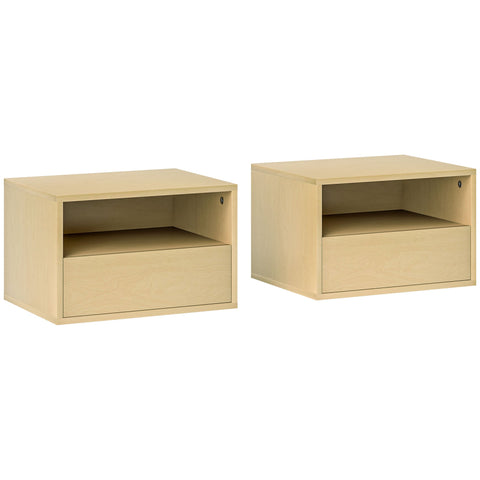Rootz 2 Piece Wall Bedside Table Set - Nightstand - Bedside Table - Space-Saving Design - 45 x 35 x 27.5cm