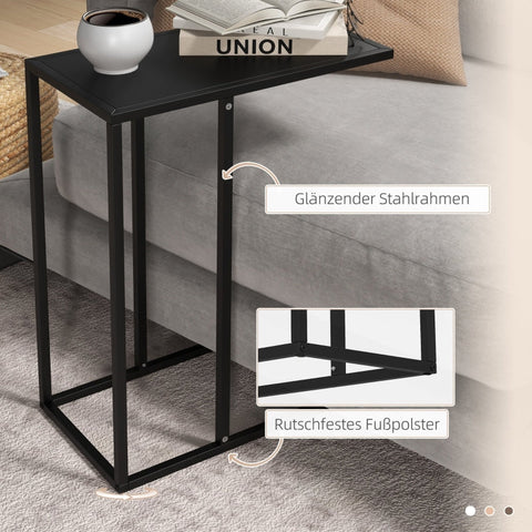 Rootz Bijzettafel - Laptoptafel - C-vormige banktafel - Duurzaam stalen frame - Industrieel ontwerp - Veelzijdig gebruik - 46 cm x 26 cm x 60 cm - Zwart