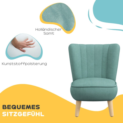 Rootz Kids Armchair - Children's Lounge Chair - Mini Sofa - Velvety Soft Cover - Sturdy Wooden Frame - 44cm x 45cm x 56.5cm