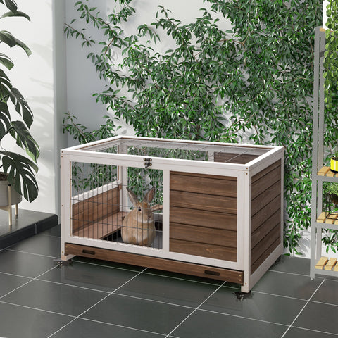 Rootz Rabbit Hutch - Animal House - Pet Enclosure - Spacious & Lockable - Non-Slip Ramp - 90cm x 53cm x 59cm