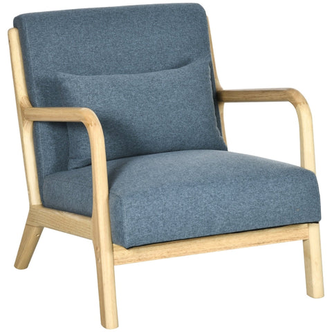 Rootz Scandi Design Armchair - Accent Chair - Lounge Chair - Optimal Comfort - Reliable Stability - Floor Protection - 66cm x 80cm x 77.5cm - Linen & Eucalyptus Wood