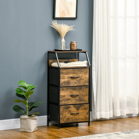 Rootz Storage Cabinet - Fabric Drawers - MDF Shelves - Steel Frame - Adjustable Feet - 44x29x92 cm
