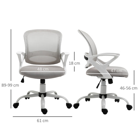 Rootz Ergonomic Office Chair - Desk Chair - Height Adjustable Seating - Breathable Mesh Back - 61cm x 61cm x 89-99cm - Grey
