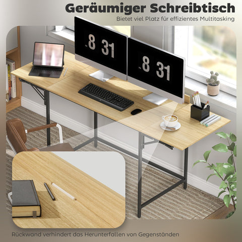 Rootz Foldable Computer Table - Expandable Desk - Space-Saving Office Table - Robust & Sturdy - 170cm x 58cm x 78cm