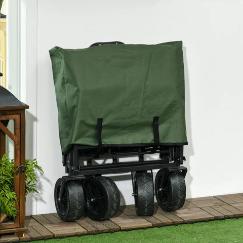 Rootz Handcart - Foldable - 110L up to 100kg - Telescopic Handle - Steel Frame - 600D Oxford polyester - Plastic - Khaki - 94 x 57 x 77-100cm