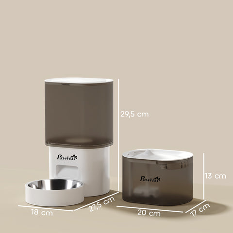 Rootz Automatic Pet Feed Dispenser & Water Fountain - Intelligent Pet Care - Small Dogs & Cats - App-Controlled - Whisper Quiet - 20cm x 17cm x 29.5cm