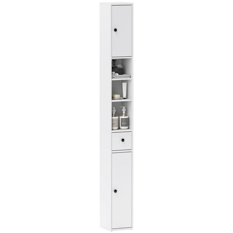 Rootz High Slim Bathroom Cabinet - Storage Organizer - Space Saver - Maximizes Space - 20cm x 20cm x 178cm, White