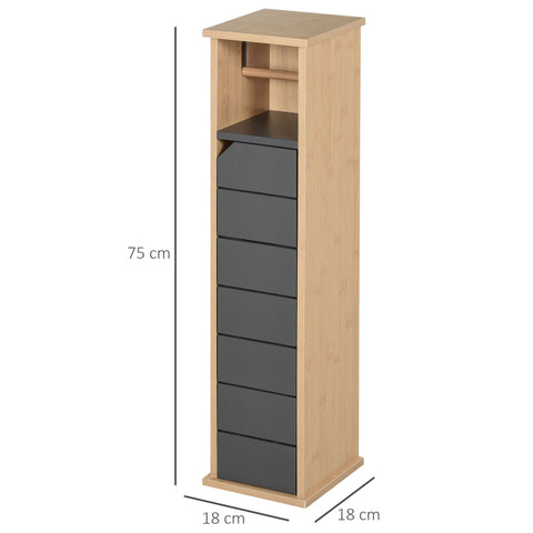 Rootz Bathroom Cabinet - Storage Cabinet - Toilet Paper Holder - Durable Bamboo MDF - Adjustable Shelf - 18x18x75 cm