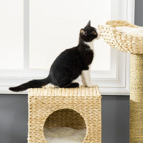 Rootz Cat Tree Scratching Post - Multiple Levels Climbing Tree - Cozy Cat House - Sisal Scratching Posts - Chipboard Frame - 57cm x 37cm x 100.5cm