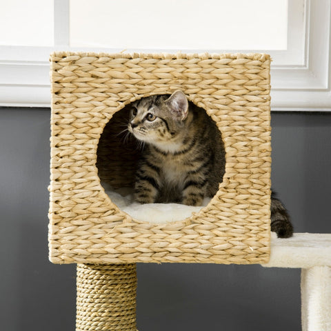 Rootz Cat Tree Scratching Post - Multiple Levels Climbing Tree - Cozy Cat House - Sisal Scratching Posts - Chipboard Frame - 57cm x 37cm x 100.5cm