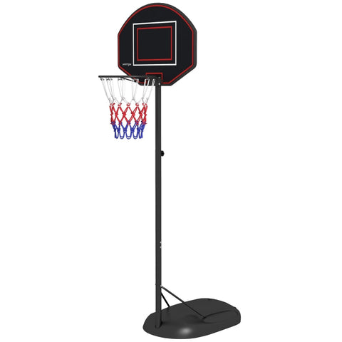 Rootz Basketball Stand - Adjustable Height Hoop - Heavy Duty Steel Frame - Mobile Basketball System - 1.7m to 2.3m Basket Height - 83cm x 2cm x 60cm Back Panel - Black