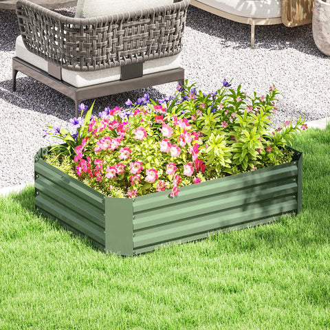 Rootz Raised Garden Bed - Plant Box - Flower Box - Galvanized Steel - Rust Protection - 120cm x 90cm x 30cm - Green