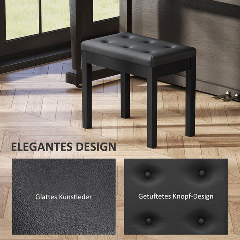 Rootz Piano Bench - Musician Seat - Black Instrument Stool - Storage Space - 55cm x 34cm x 50cm