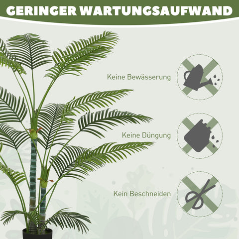 Rootz Artificial Palm with 16 Leaves - Faux Plant - UV-Resistant Greenery - Perfect Indoor/Outdoor - 175cm with Pot Ø20 x 17cm
