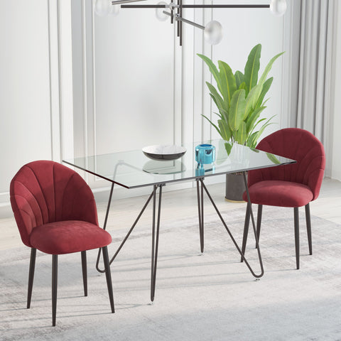 Rootz Set of 2 Dining Chairs - Velvet Kitchen Chair - Upholstered Seating - Ergonomic Comfort - 52L x 54W x 79H cm