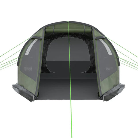Rootz Camping Tent for 3-4 Persons - Tunnel Tent - Two Interiors - Mesh Windows - Green - 4.75 x 2.64 x 1.72 m