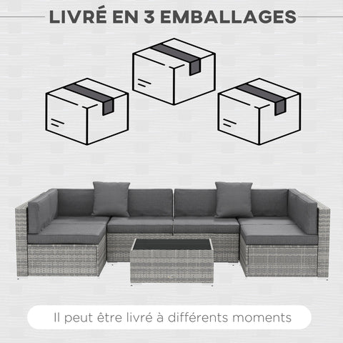 Rootz 7-Piece Modular Garden Furniture Set - Patio Set - Outdoor Lounge - High Comfort - 75x65x62.5cm Sofa, Grey