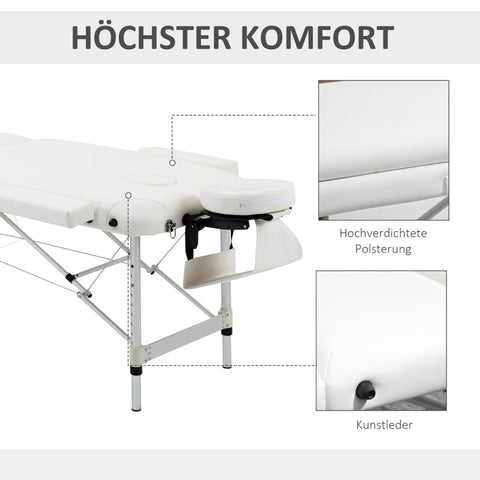 Rootz Folding Massage Table - Portable Spa Bed - Adjustable Therapy Table - Height-Adjustable - Sturdy Aluminum Frame - Comfortable Foam Padding - 215W x 60D x 61-84H cm