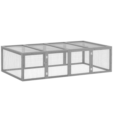 Rootz Small Animal Enclosure - Outdoor Cage - Guinea Pig Stall - Weather Resistant Pine - 181 x 100 x 48 cm - Grey