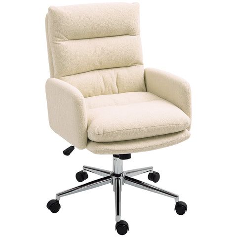 Rootz Office Chair - Desk Cushion Chair - Rotatable Chair - Ergonomic Support - 58cm x 67cm x 91-99cm - Cream White