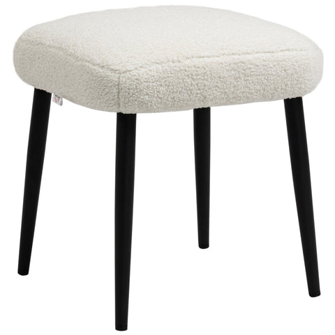 Rootz Cashmere Look Footstool - Cream White - Accent Chair - Additional Seating - Elegance and Comfort - 42cm x 42cm x 47cm