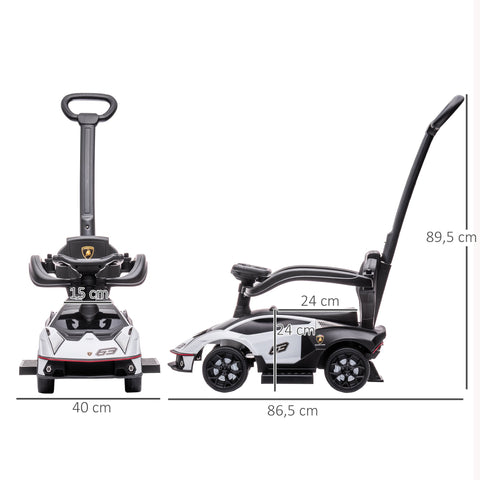 Rootz Children's Ride-On Car - Push Vehicle - Stroller - Promotes Motor Confidence - White - 89.5H x 86.5L x 40W cm